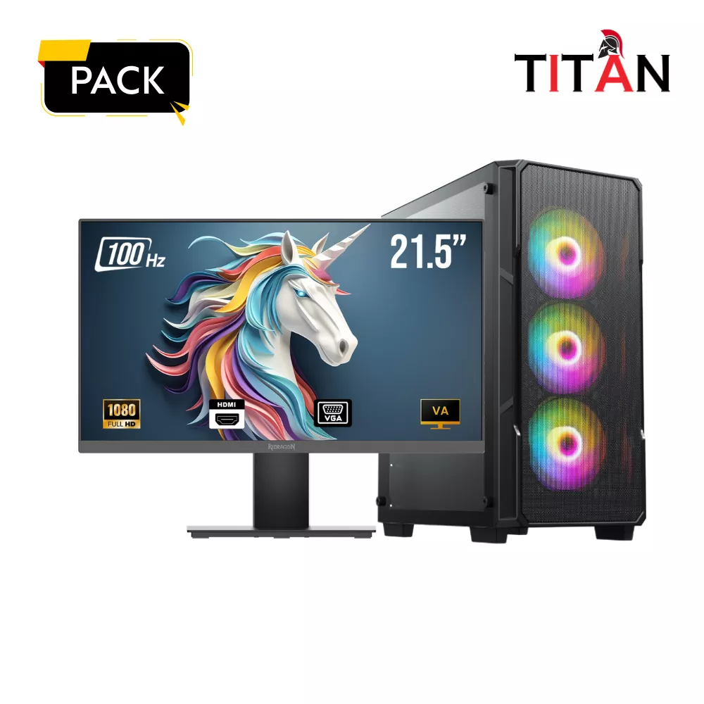 Pc gamer TITAN PK01 Ryzen 5 5600GT|16GB|Ecran 21.5